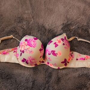Victoria's Secret Cream and Pink Floral Bra